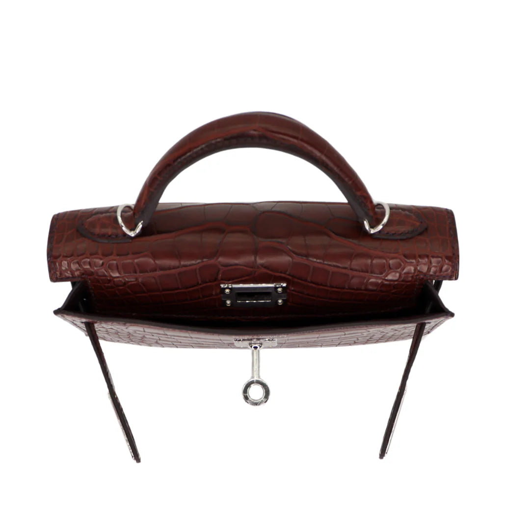 Handmade Havane Matte Alligator Palladium Hardware