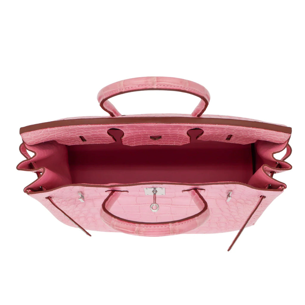 35cm Handmade Bubblegum Matte Alligator Palladium Hardware