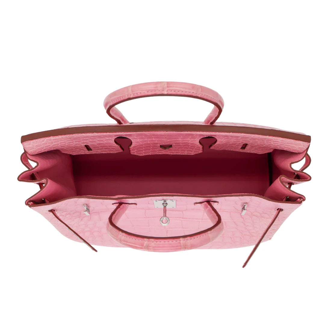 35cm Handmade Bubblegum Matte Alligator Palladium Hardware