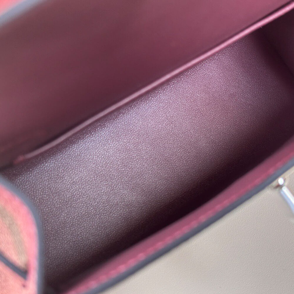 Hermes Mini Kelly II – Burgundy, Silver Hardware (High-End Grade)