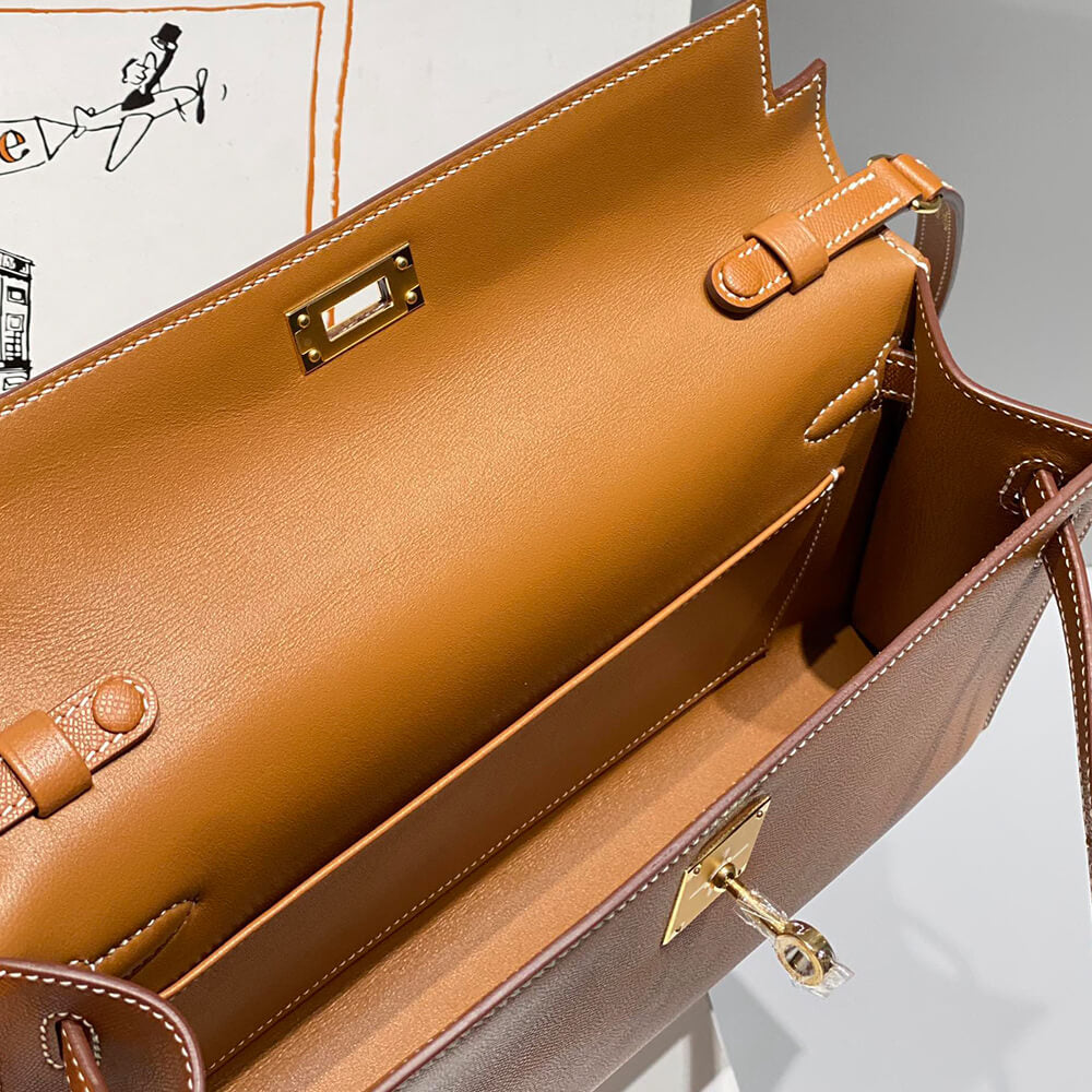 Hermes Kelly Elan – Gold Brown, Madame Leather, Gold Hardware