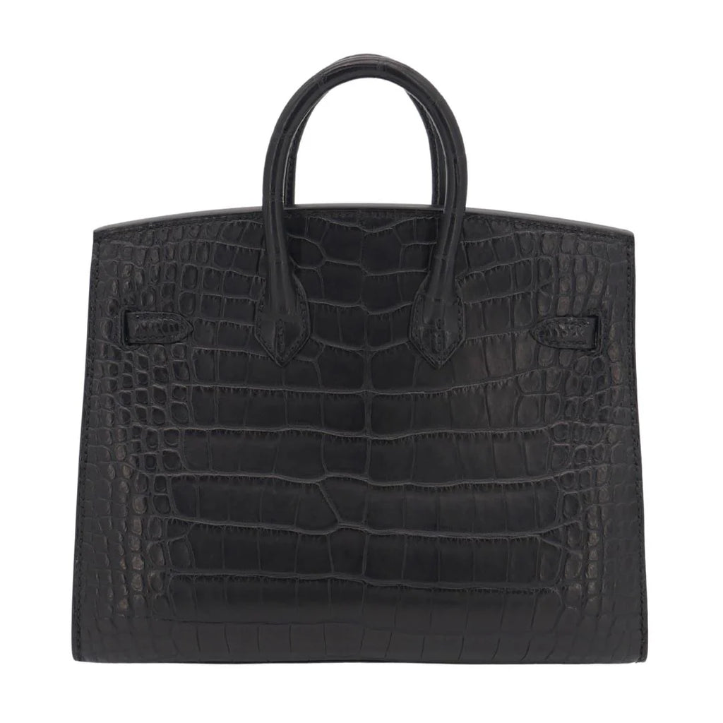 20cm Handmade Black Matte Alligator Gold Hardware