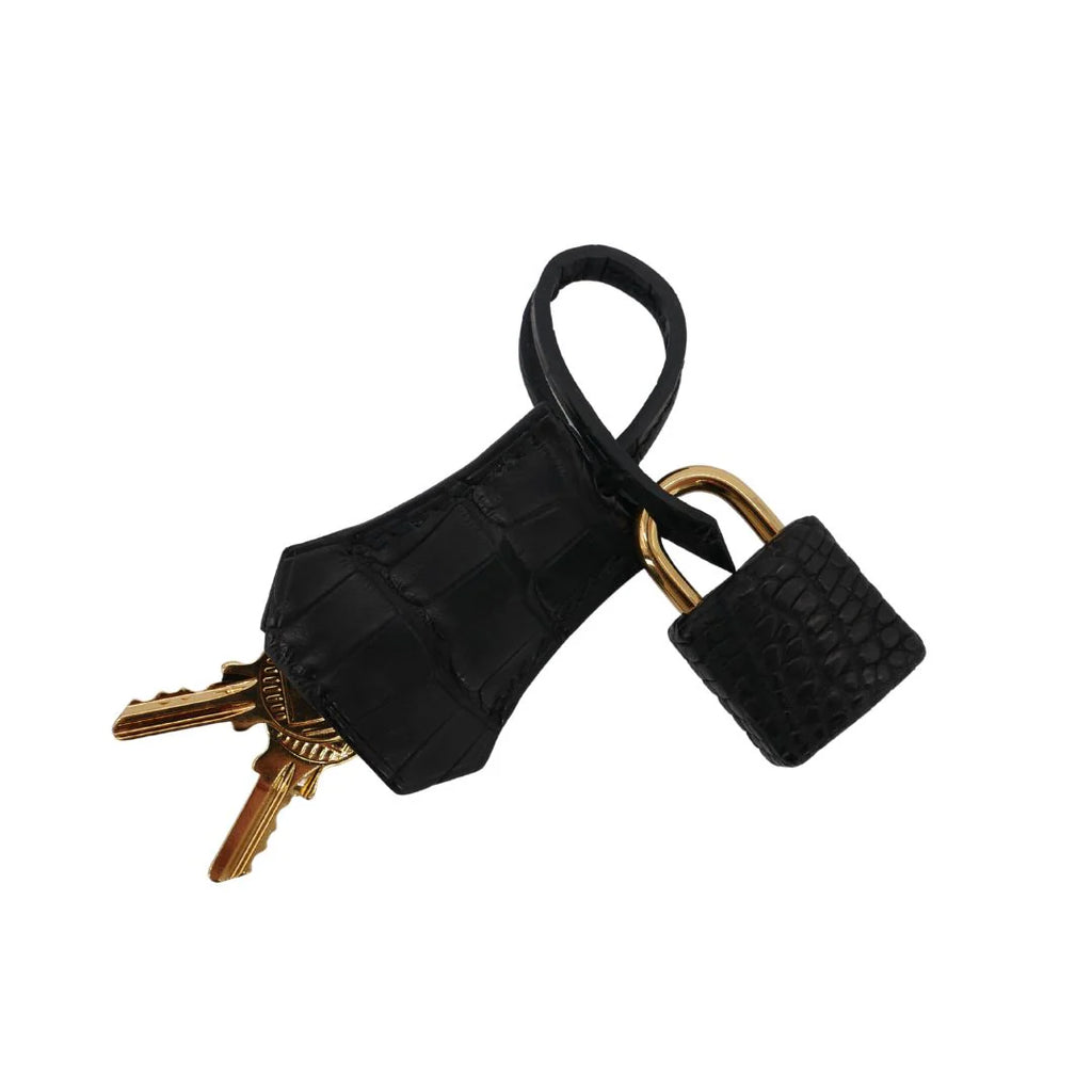 20cm Handmade Black Matte Alligator Gold Hardware