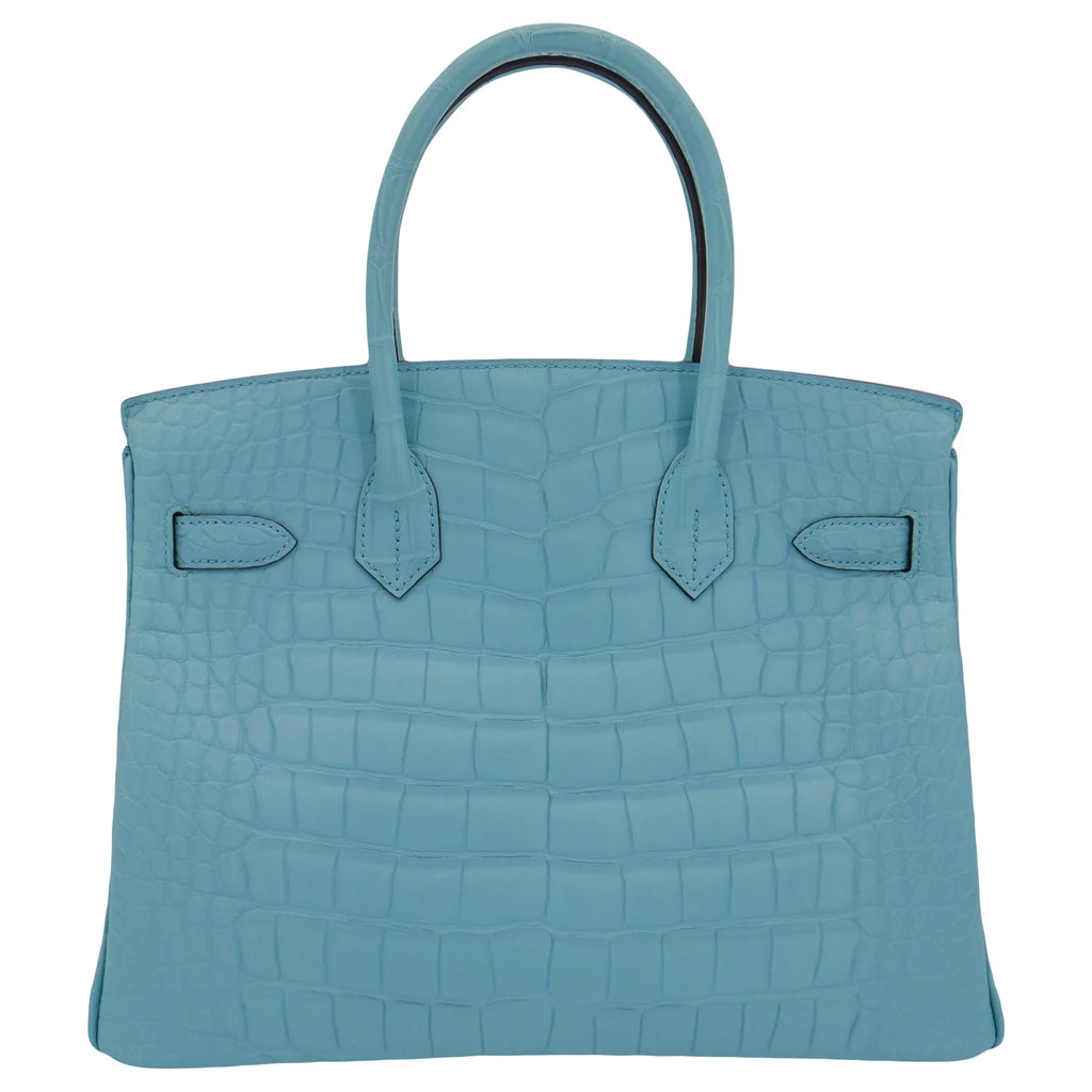 30cm Handmade Bleu Saint Cyr Matte Alligator Gold Hardware