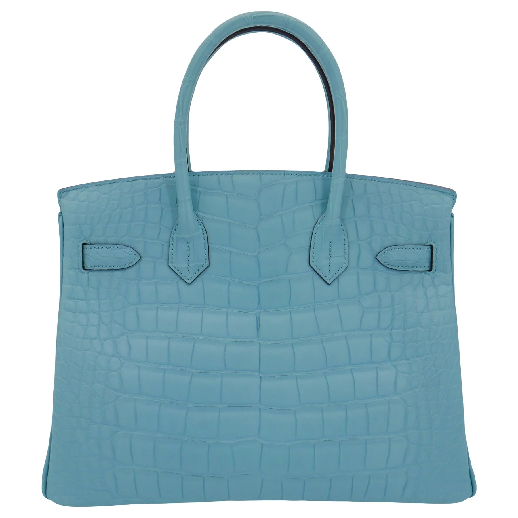 30cm Handmade Bleu Saint Cyr Matte Alligator Gold Hardware