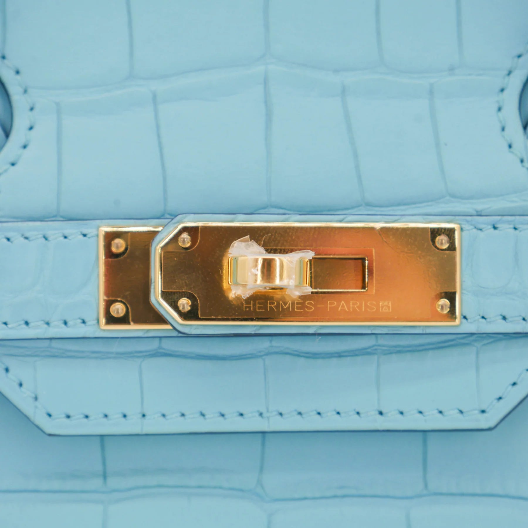 30cm Handmade Bleu Saint Cyr Matte Alligator Gold Hardware