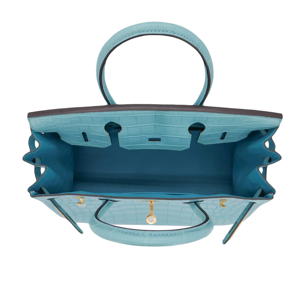 30cm Handmade Bleu Saint Cyr Matte Alligator Gold Hardware