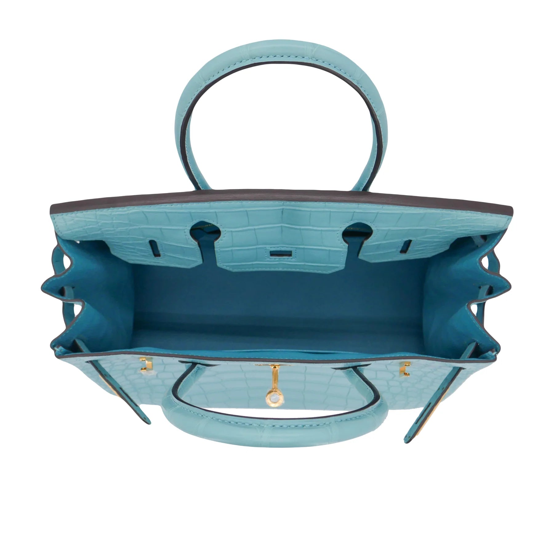 30cm Handmade Bleu Saint Cyr Matte Alligator Gold Hardware