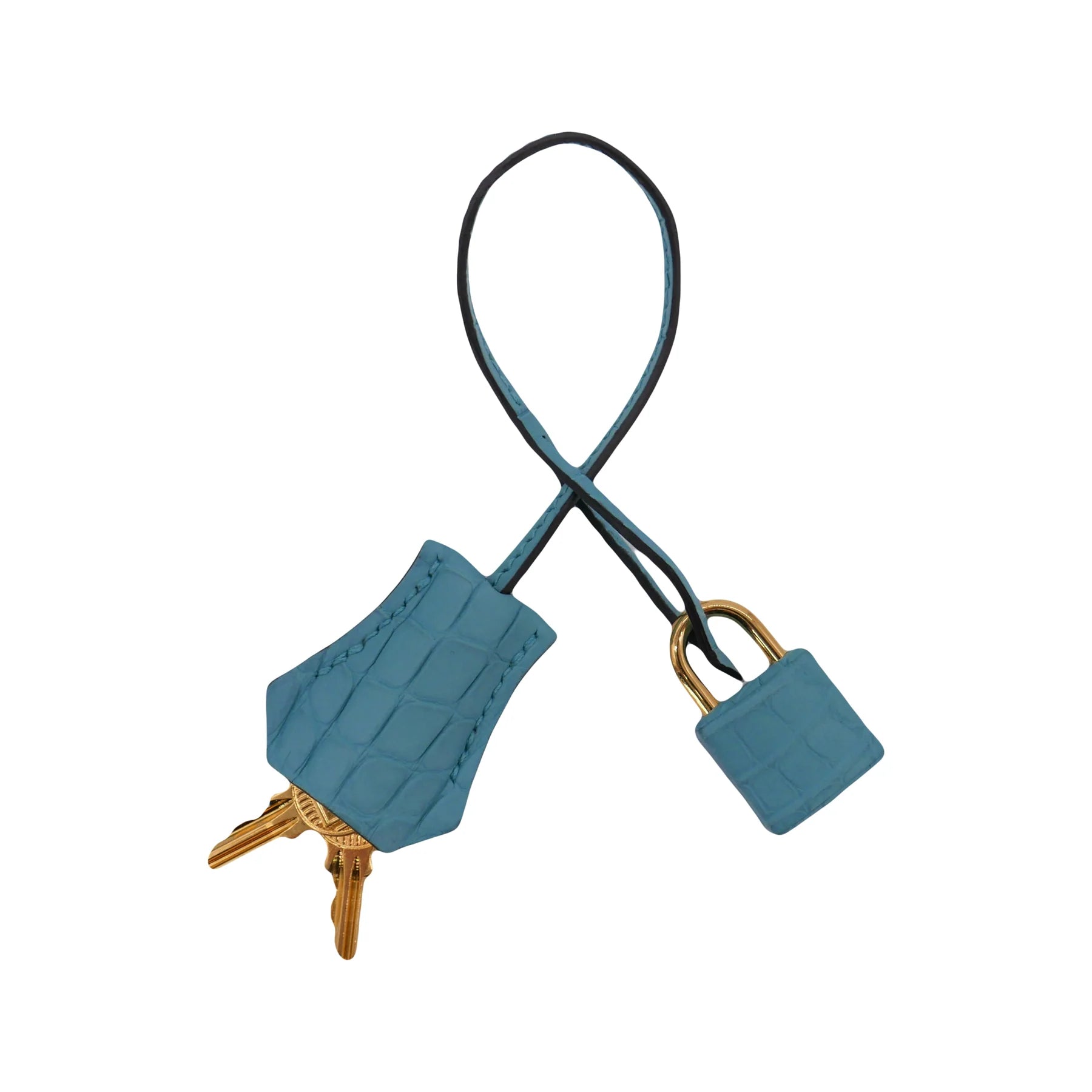 30cm Handmade Bleu Saint Cyr Matte Alligator Gold Hardware