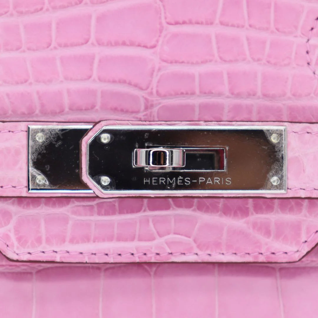 30cm Handmade Bubblegum Matte Alligator Palladium Hardware