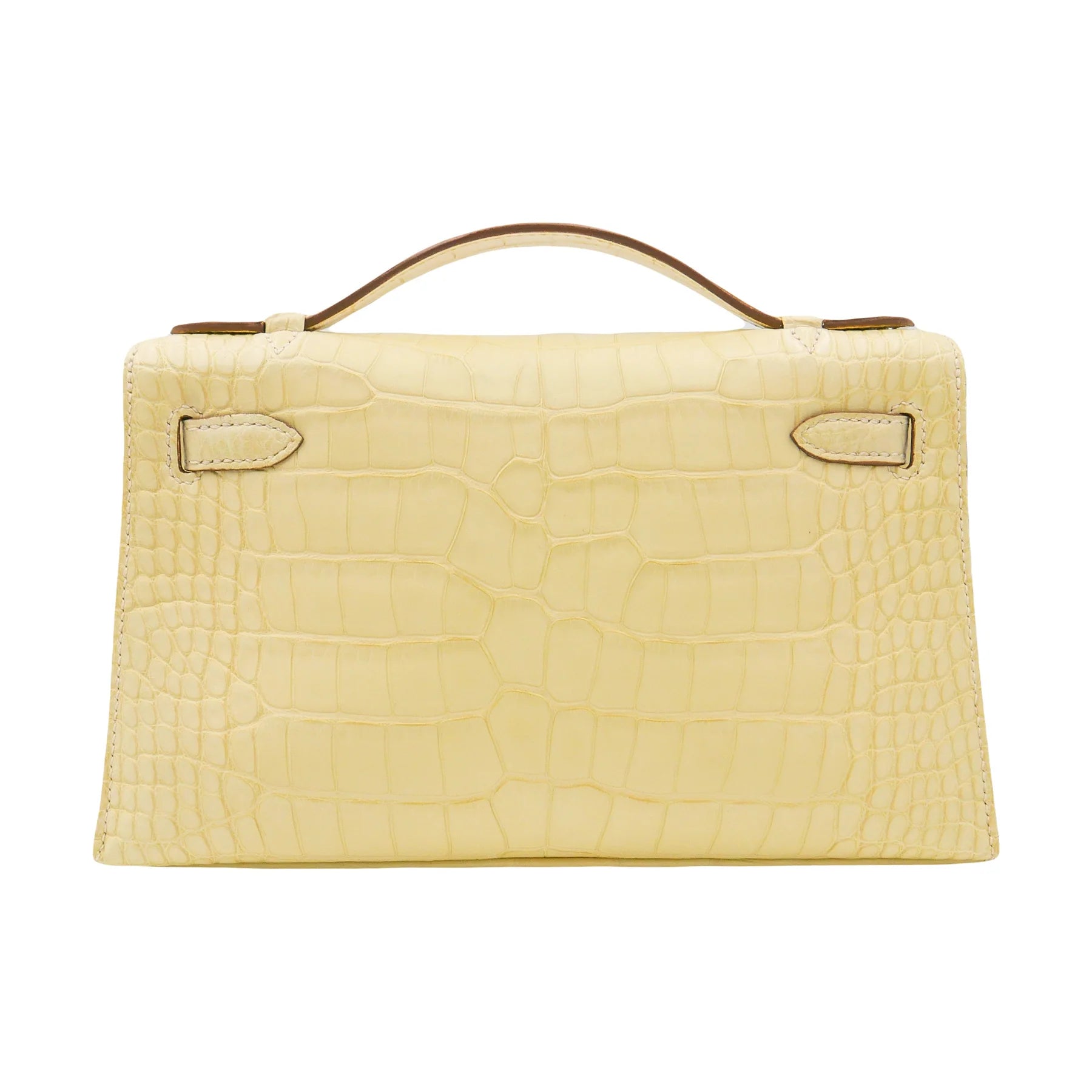 Handmade Pochette Vanille Matte Alligator Gold Hardware