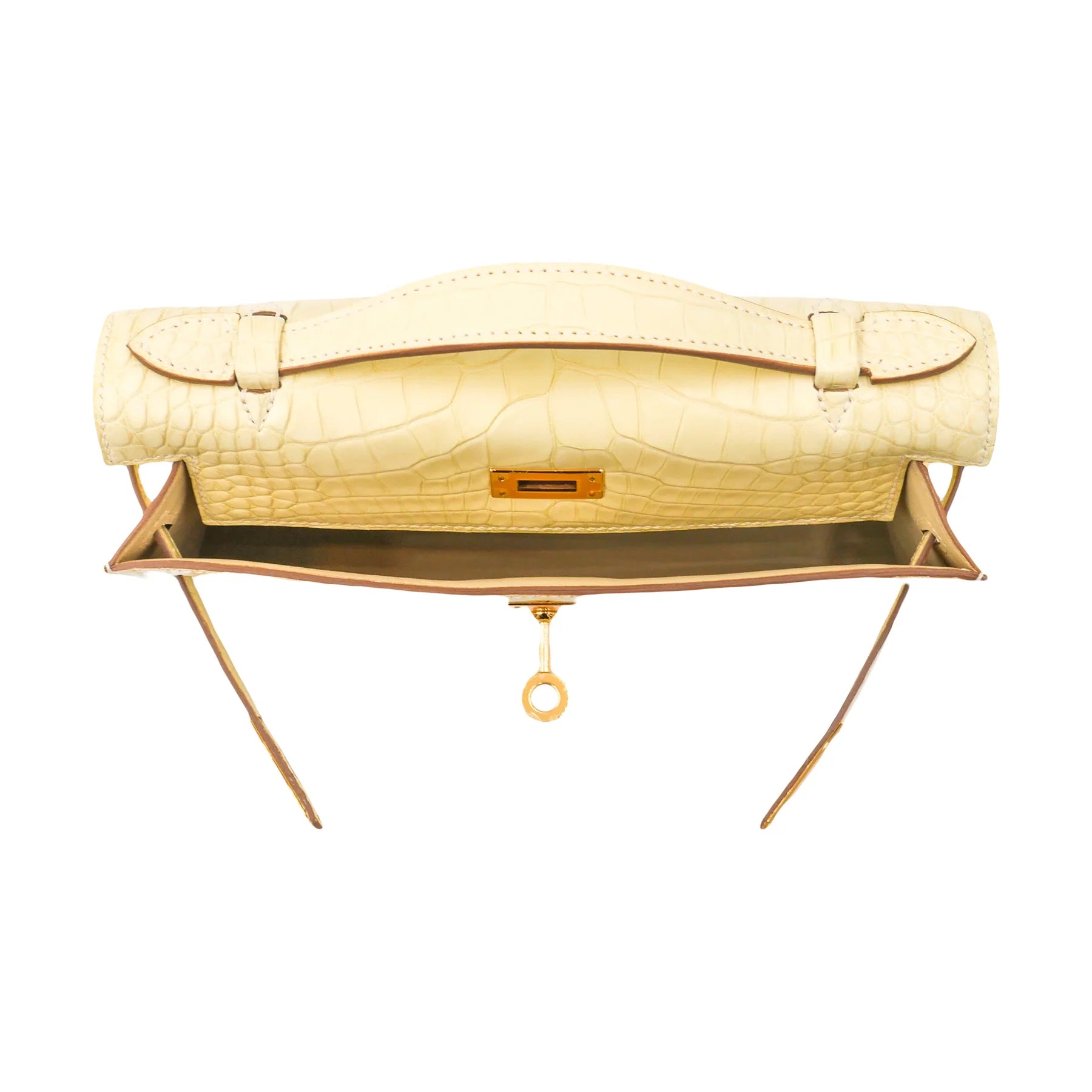 Handmade Pochette Vanille Matte Alligator Gold Hardware
