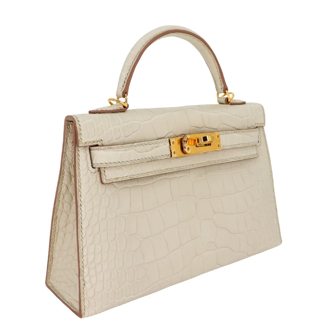 Handmade Mini Beton Matte Alligator Gold Hardware