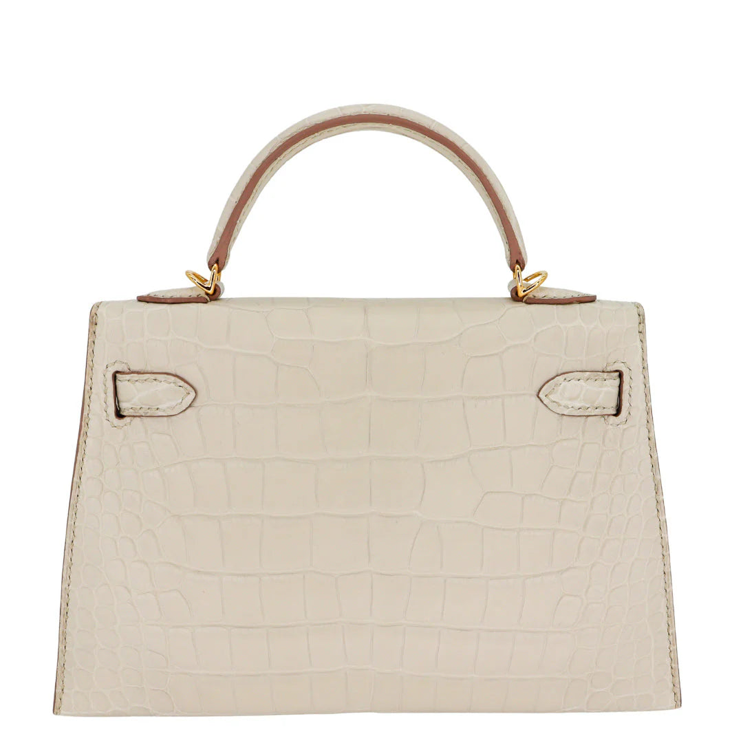 Handmade Mini Beton Matte Alligator Gold Hardware