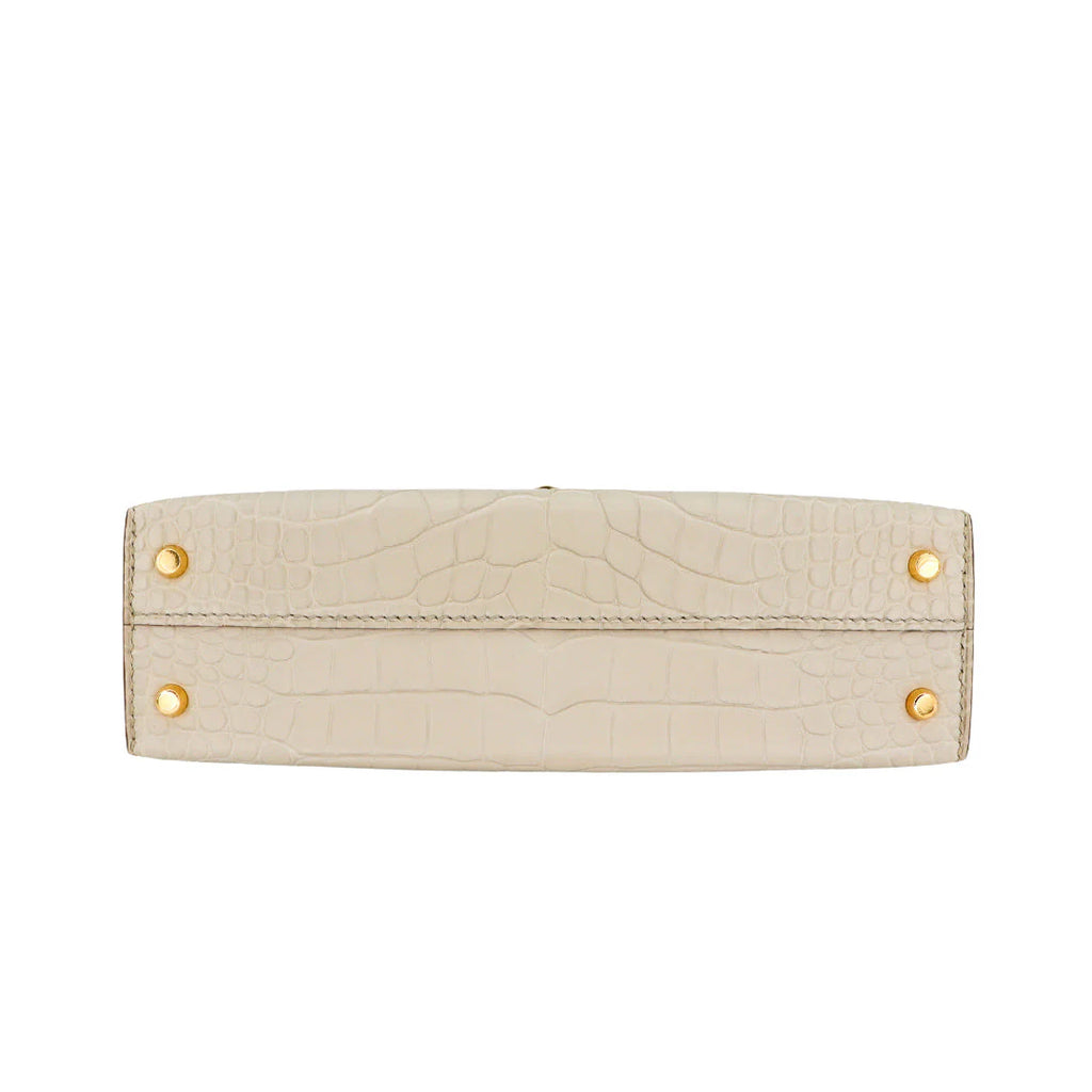 Handmade Mini Beton Matte Alligator Gold Hardware