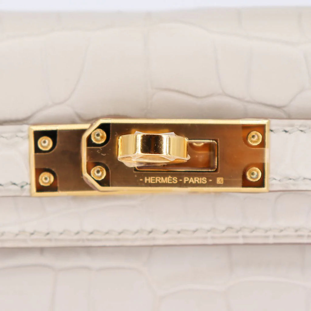 Handmade Mini Beton Matte Alligator Gold Hardware