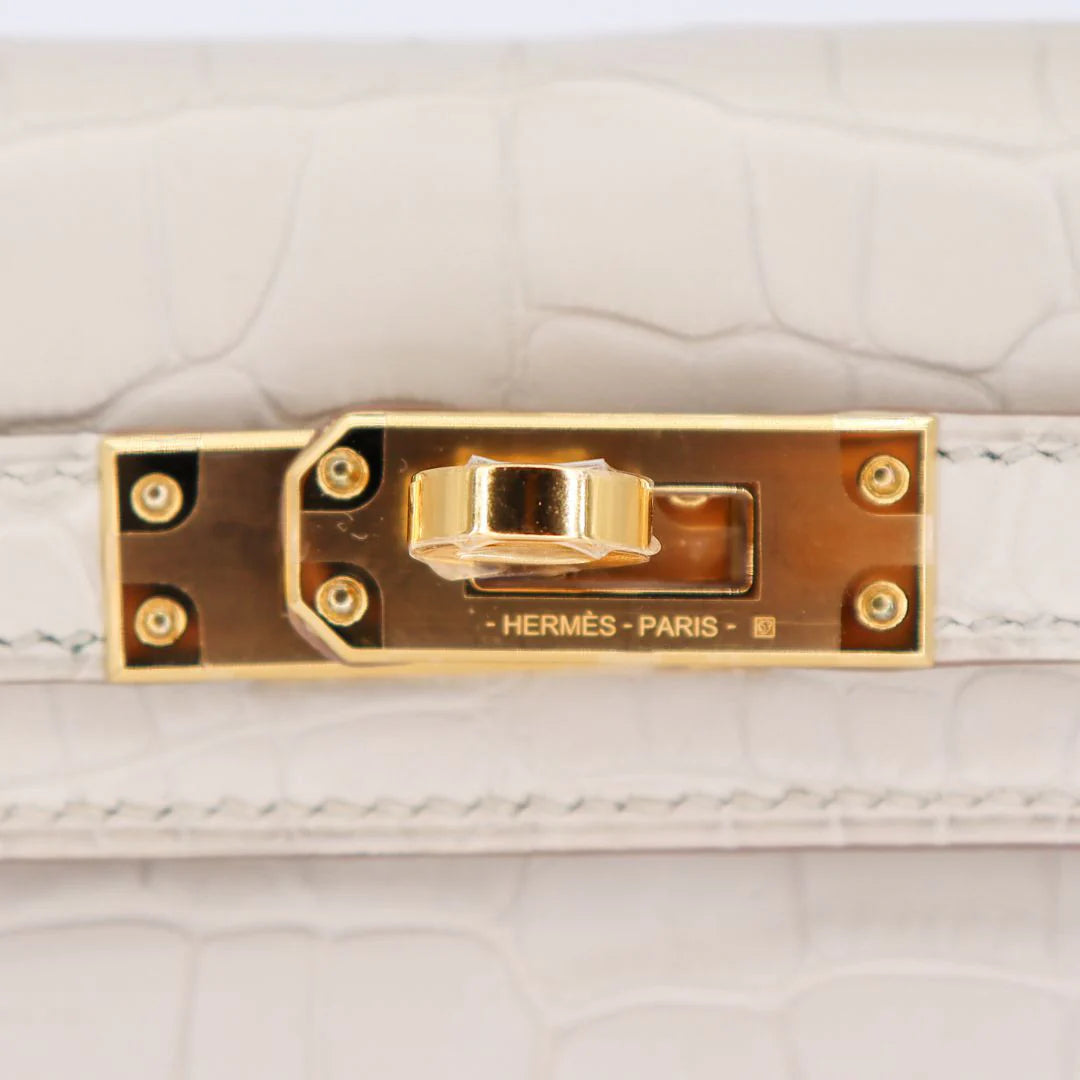 Handmade Mini Beton Matte Alligator Gold Hardware