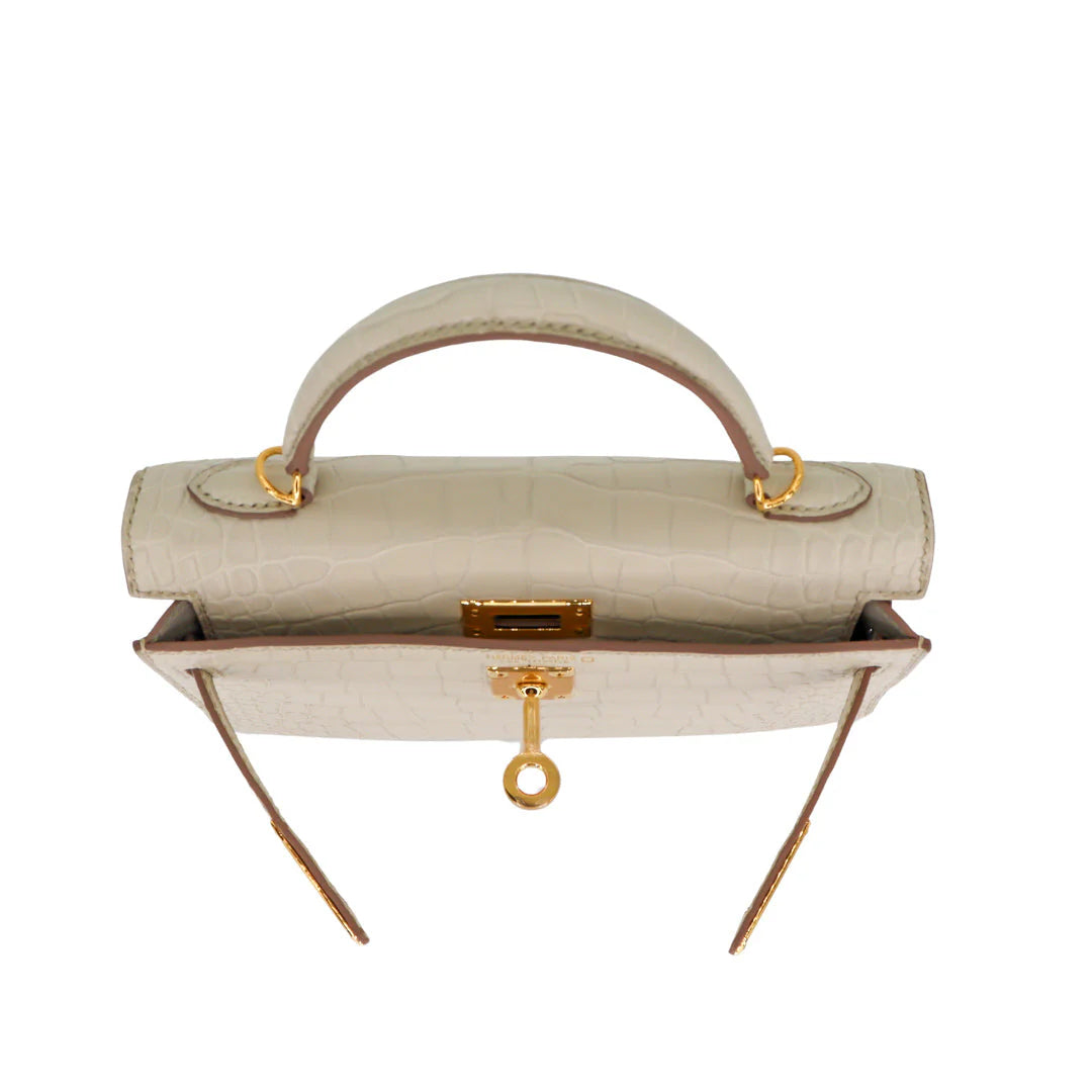 Handmade Mini Beton Matte Alligator Gold Hardware
