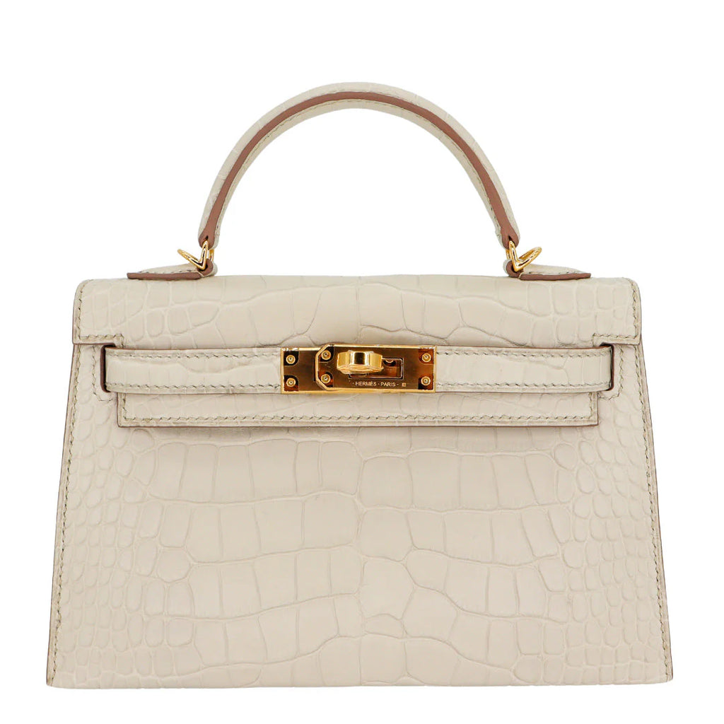 Handmade Mini Beton Matte Alligator Gold Hardware