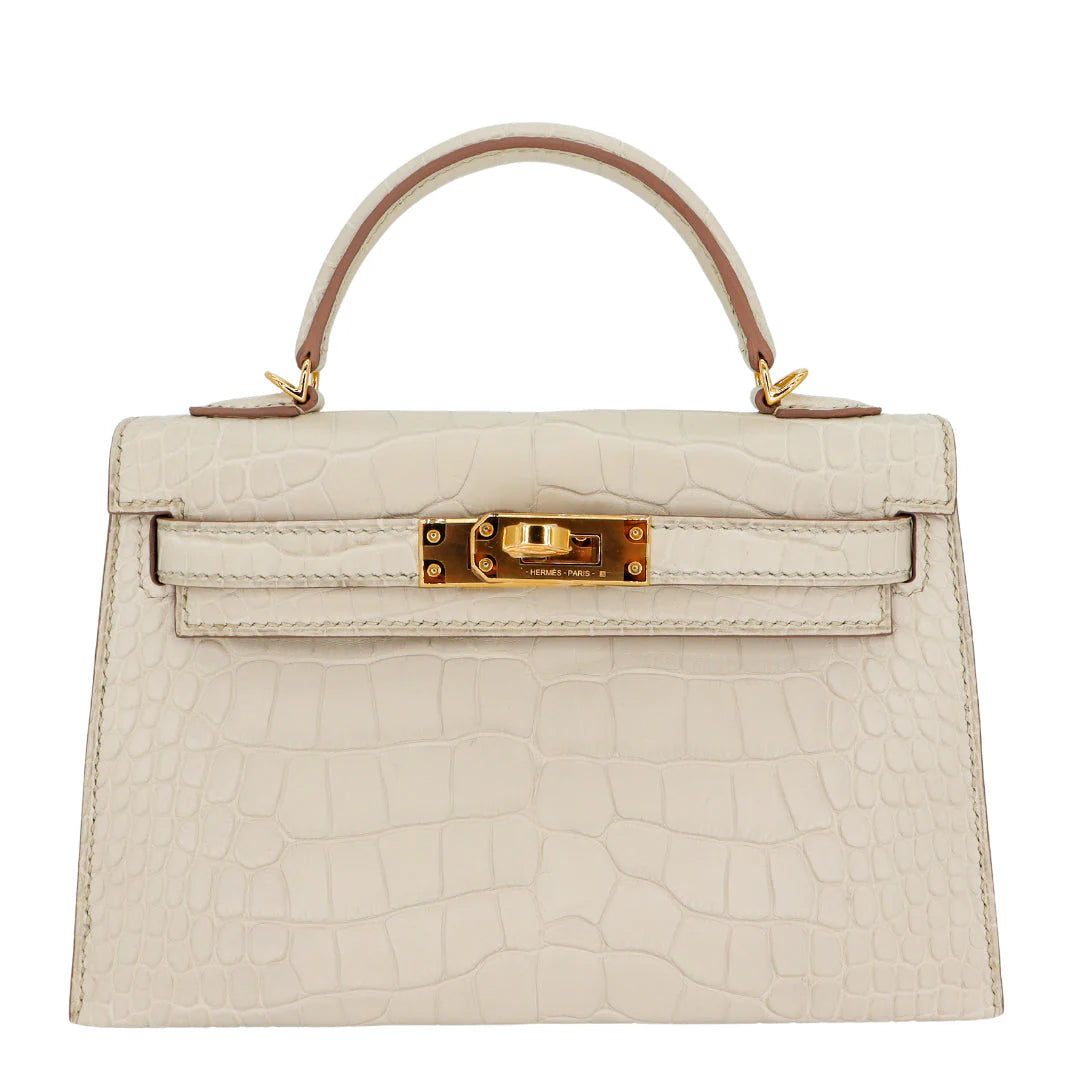 Handmade Mini Beton Matte Alligator Gold Hardware
