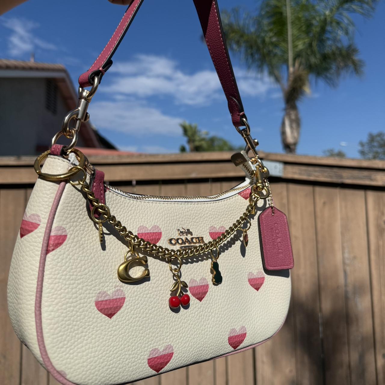 Coach Teri Shoulder Bag With Stripe Heart Print