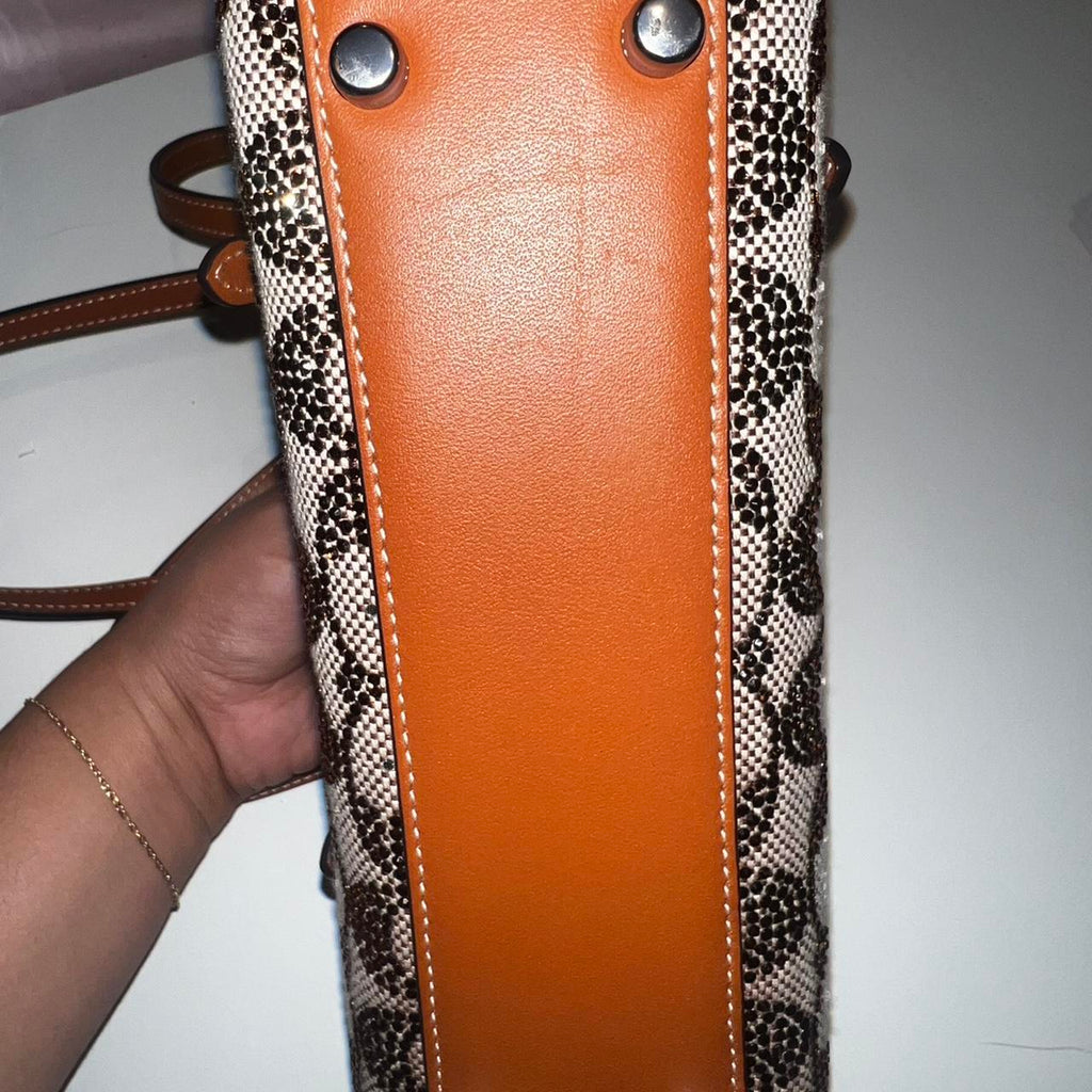 Crystal Swing Zip 20 Leather and Crystal C print canvas