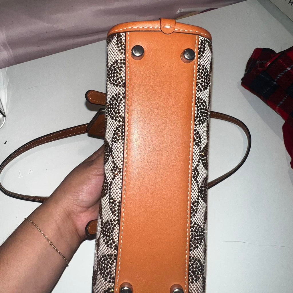 Crystal Swing Zip 20 Leather and Crystal C print canvas