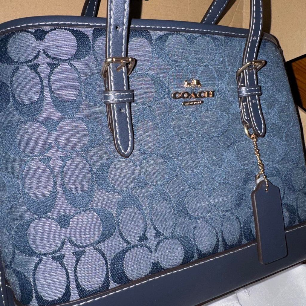 Blue Coach Signature canvas tote bag