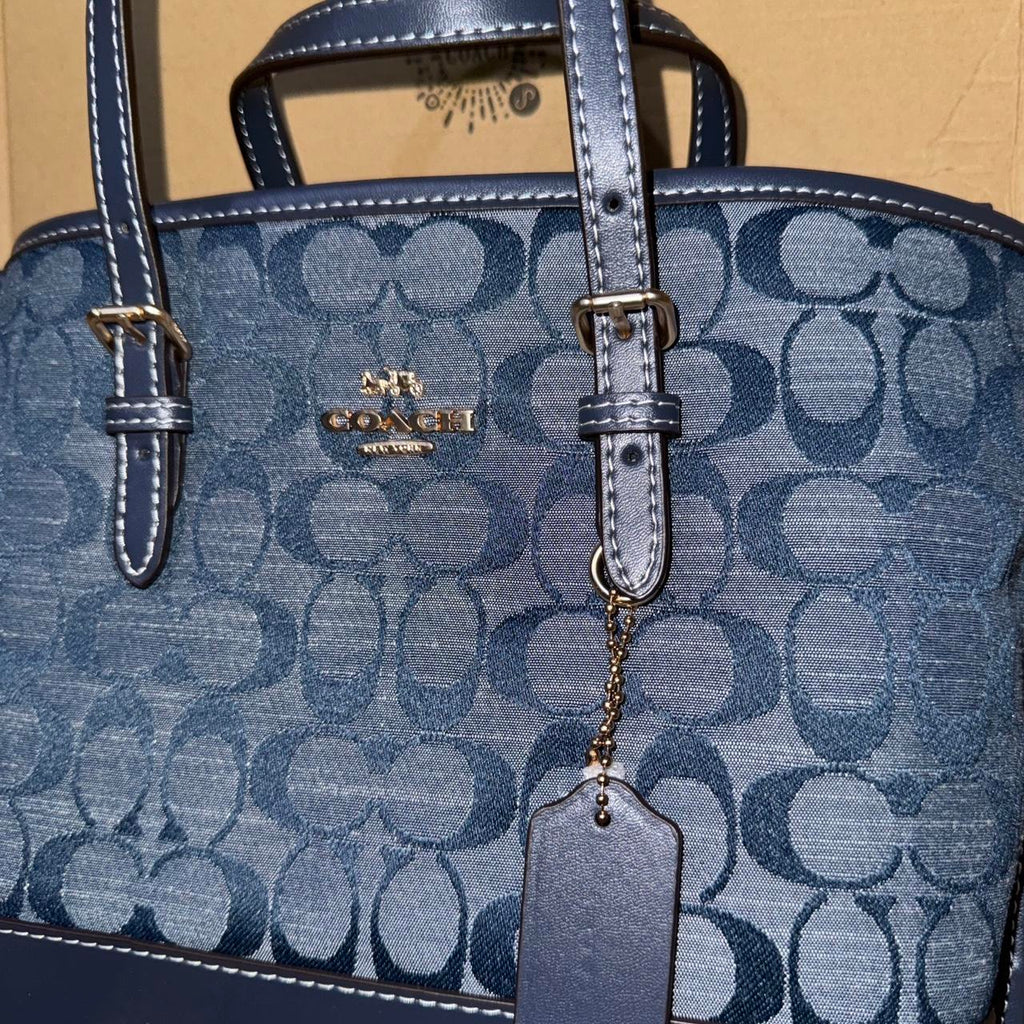 Blue Coach Signature canvas tote bag