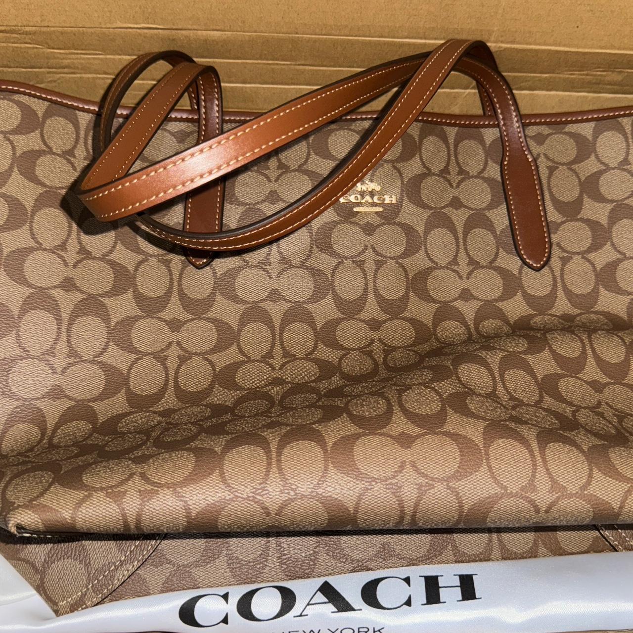 Tan and brown Coach tote bag