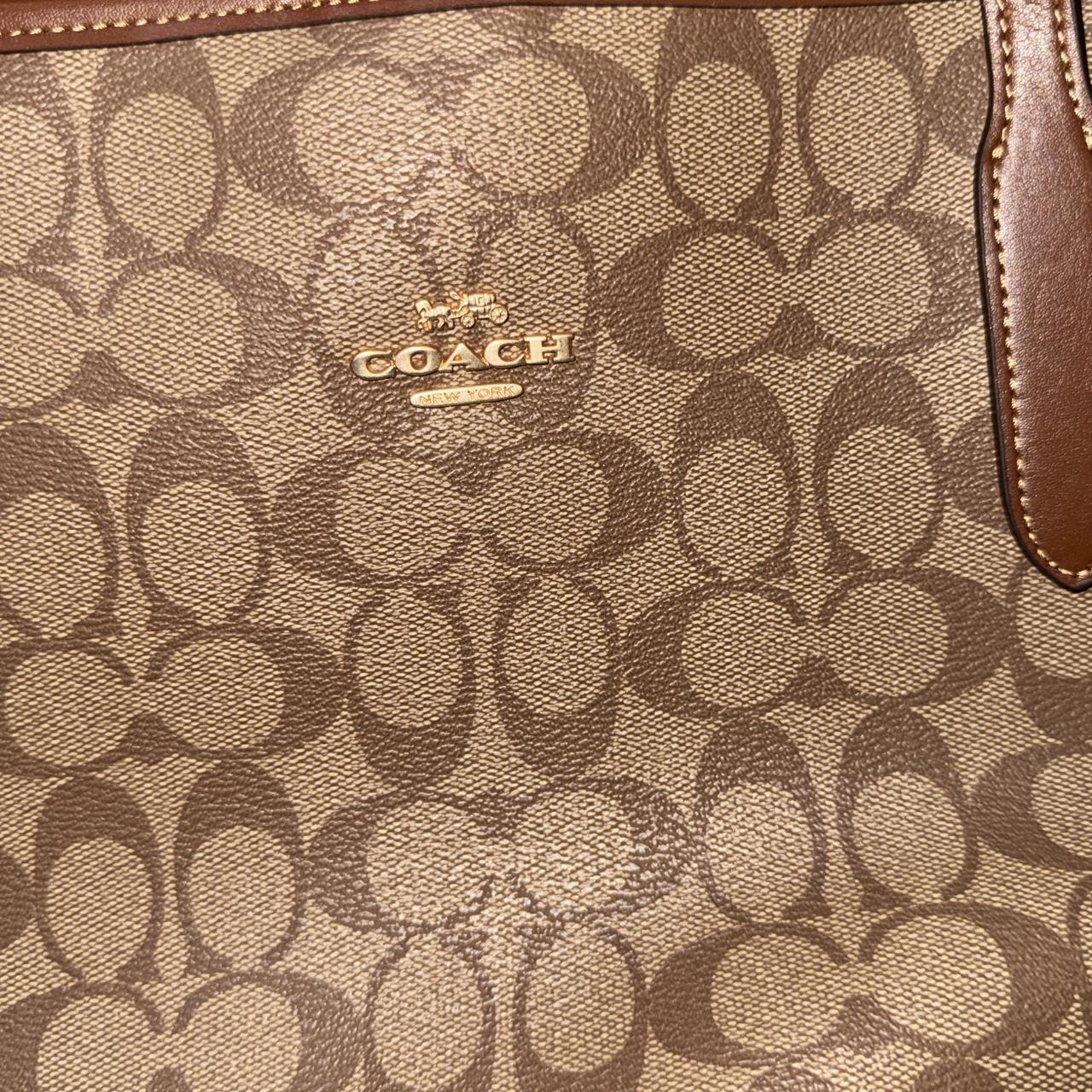 Tan and brown Coach tote bag
