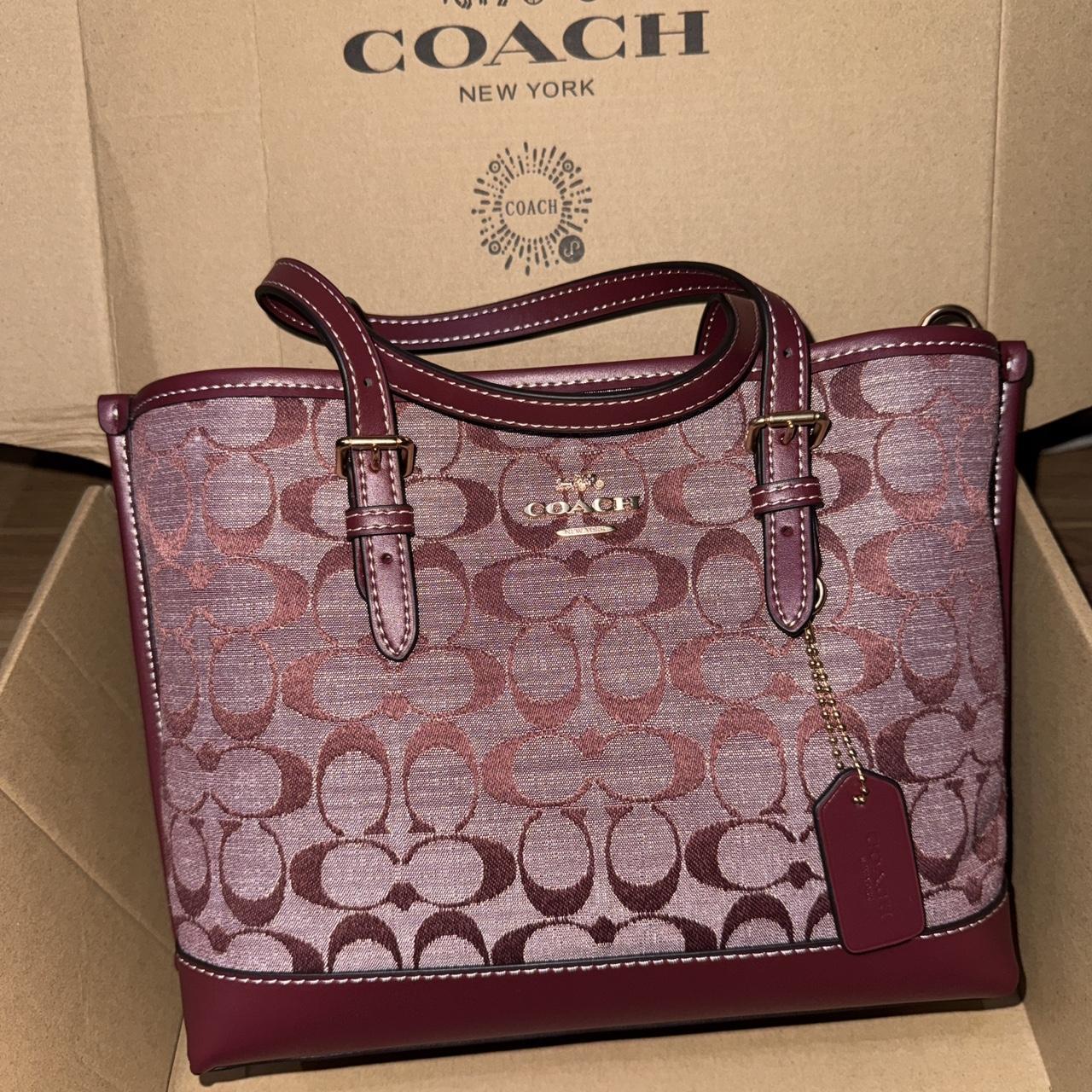 Burgundy Coach Signature canvas shoulder bag