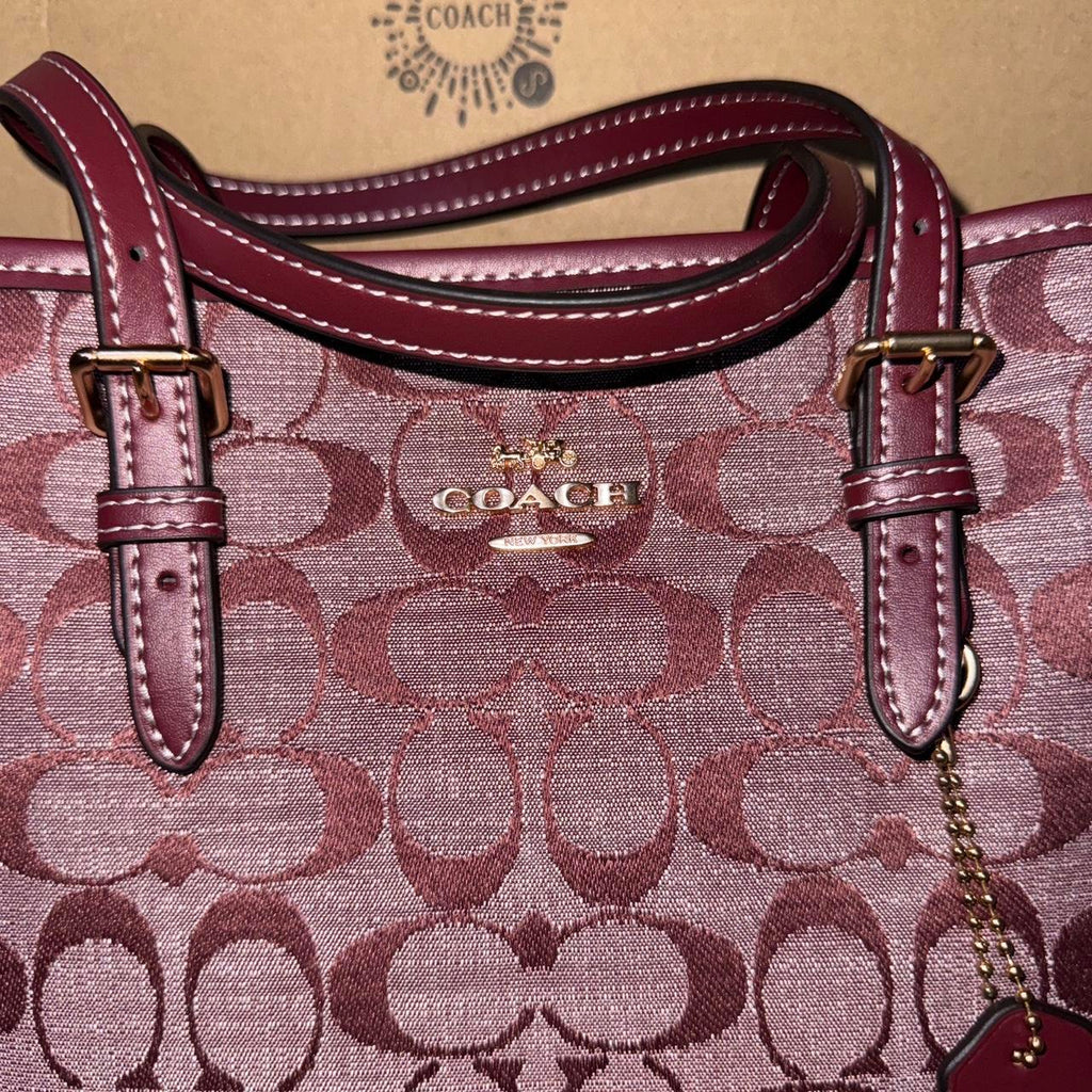 Burgundy Coach Signature canvas shoulder bag