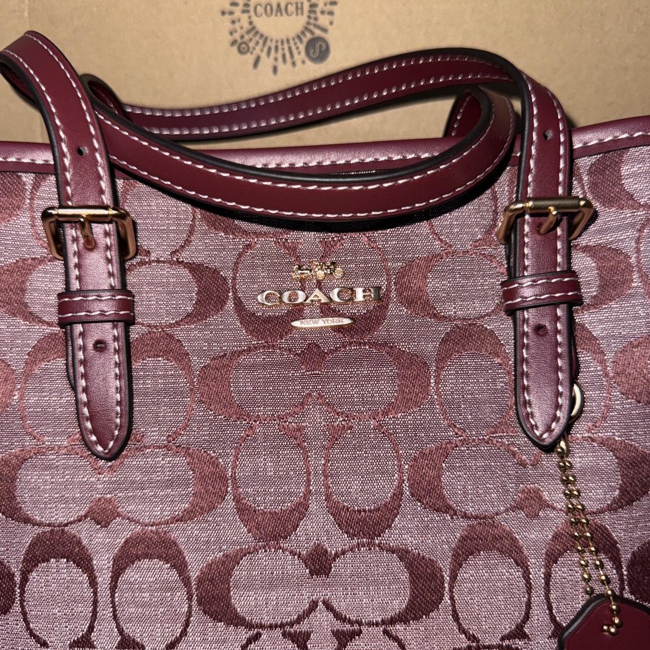 Burgundy Coach Signature canvas shoulder bag