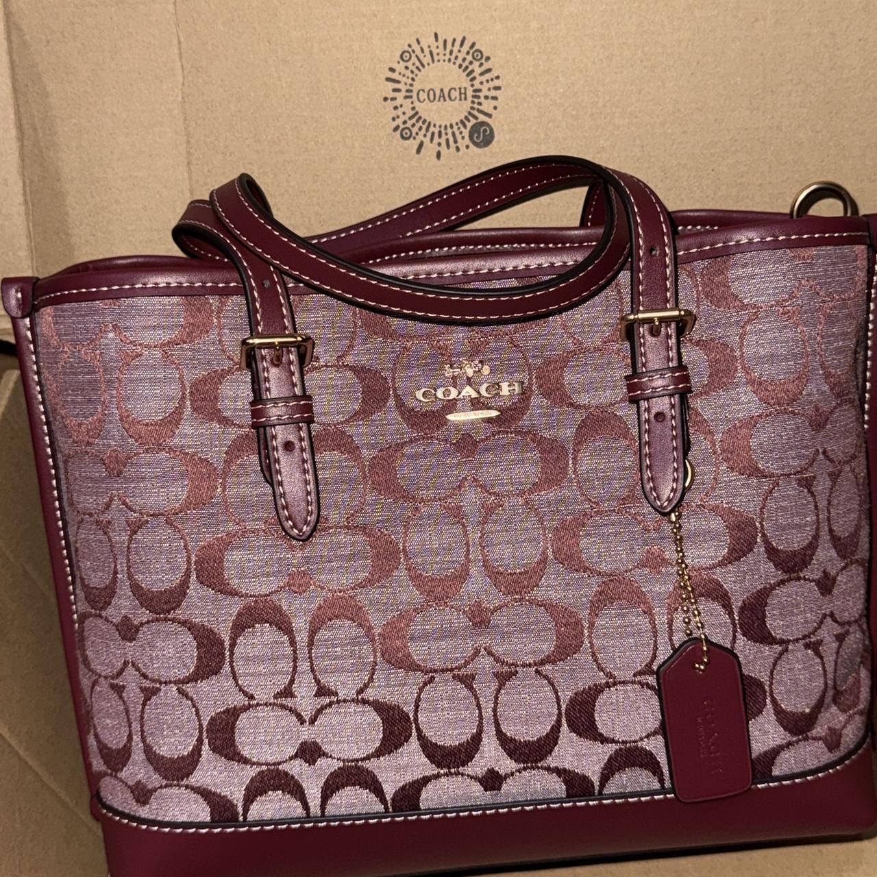 Burgundy Coach Signature canvas shoulder bag