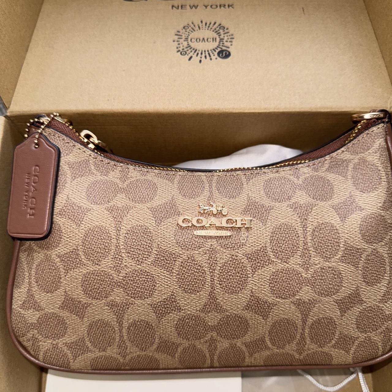 Coach Signature Canvas Soho Shoulder Bag in brown and tan