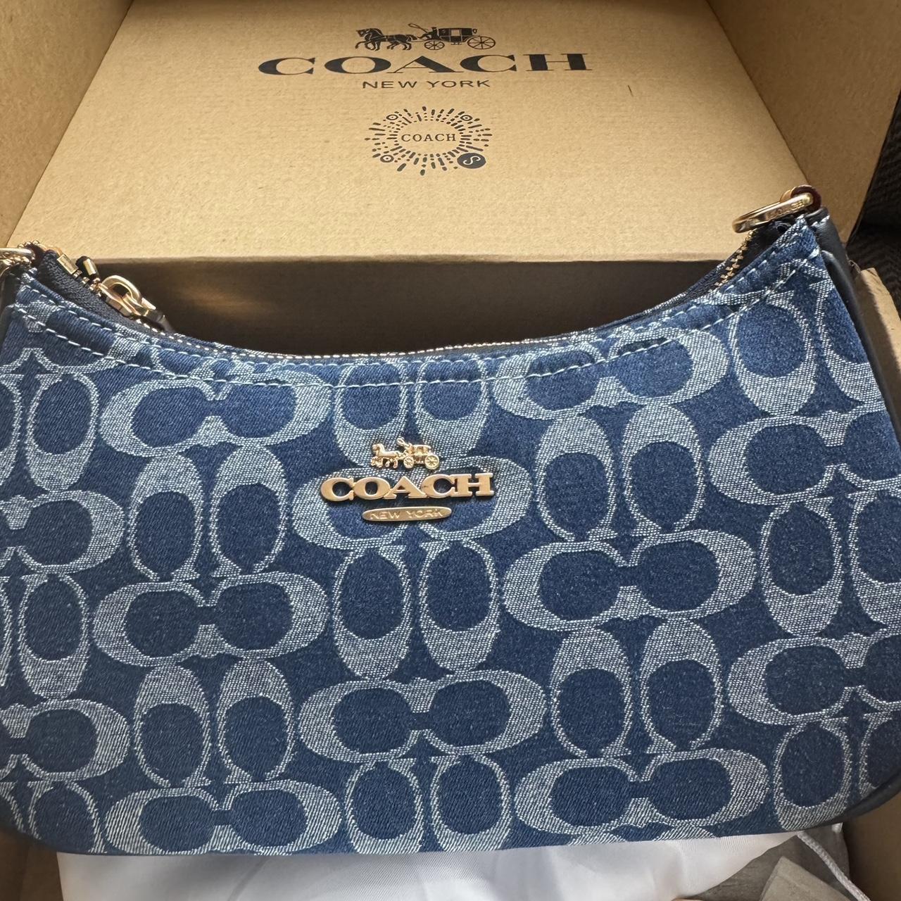 Blue and gold Coach denim bag