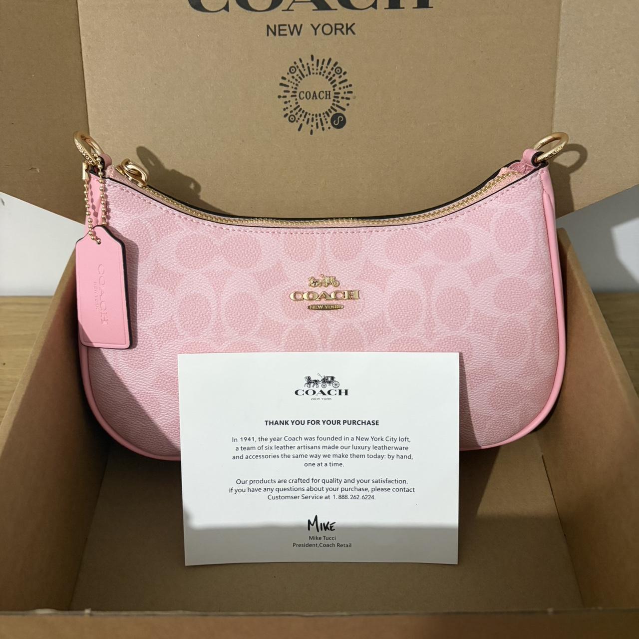 Coach Teri pink shoulder bag with gold hardware