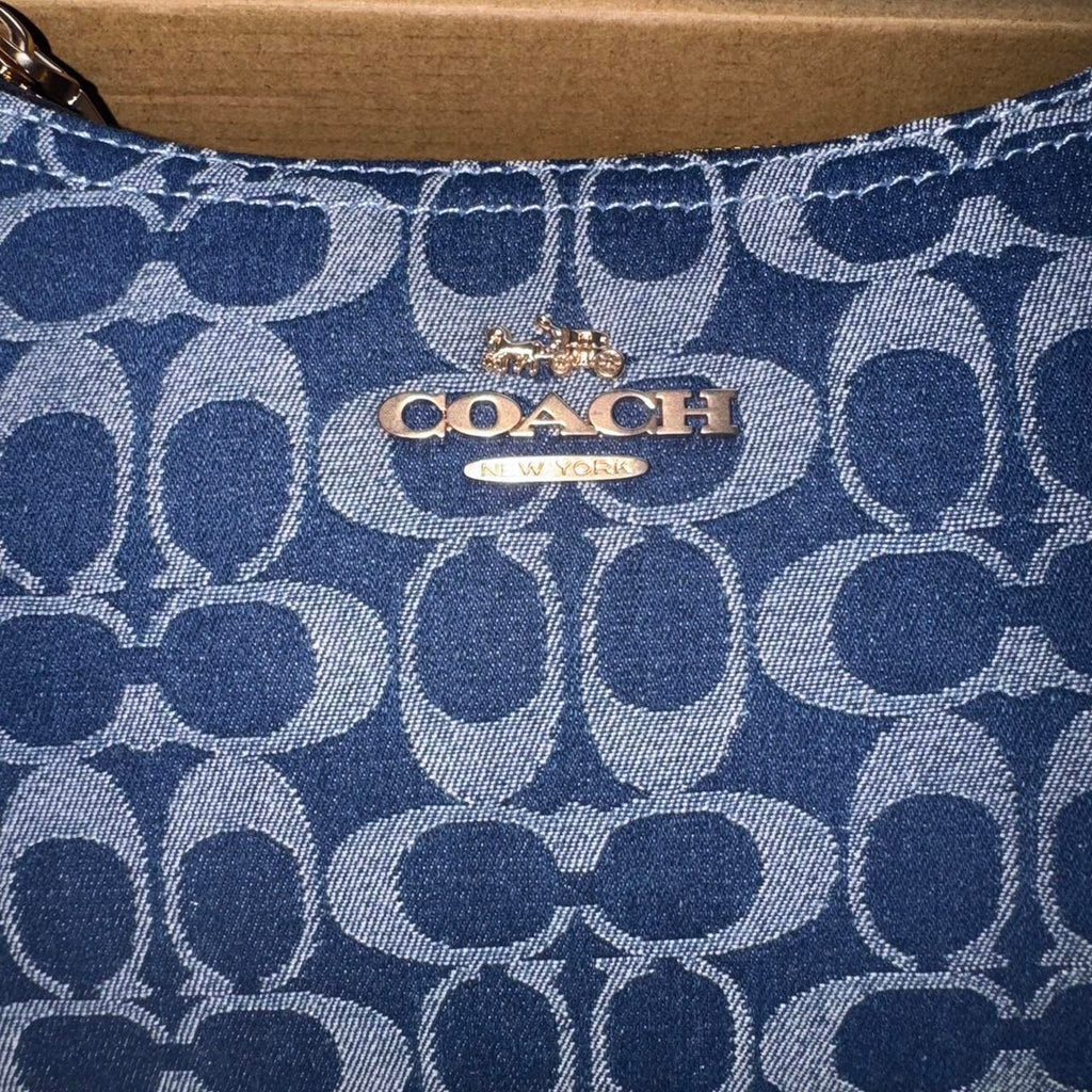 Blue and gold Coach denim bag
