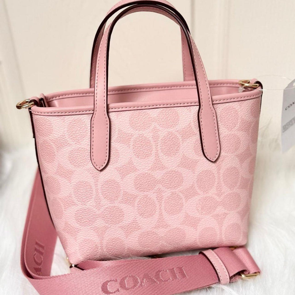 Nwt Coach City Mini Tote Bag In Signature Canvas powder pink