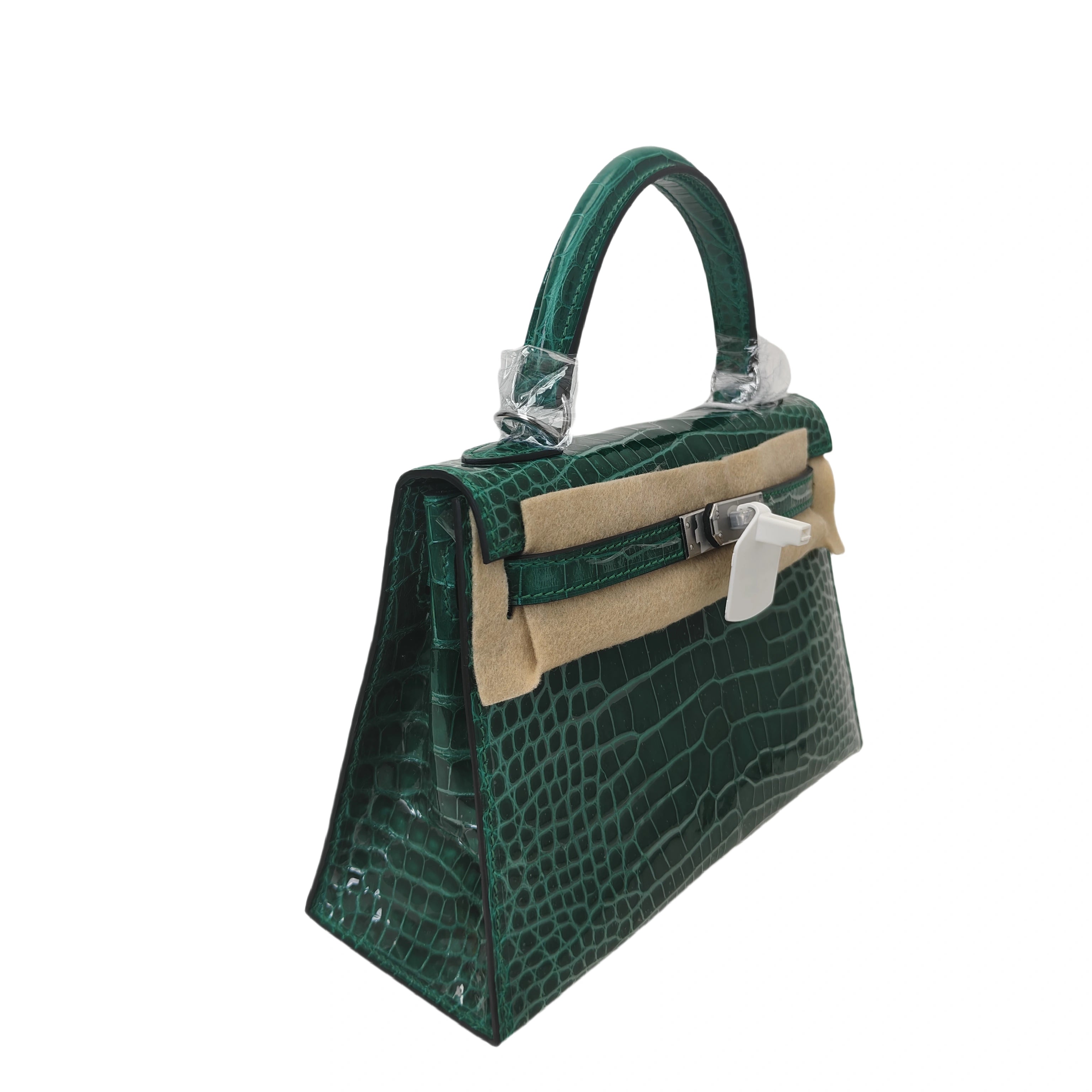 kelly- crocodile skin-dark green-100% handmade