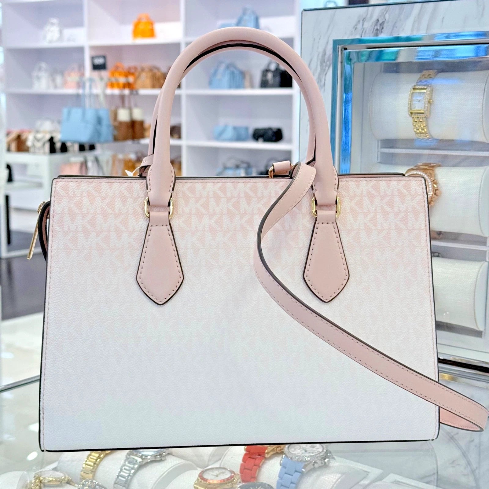 Sheila Medium Satchel Crossbody — Powder Blush