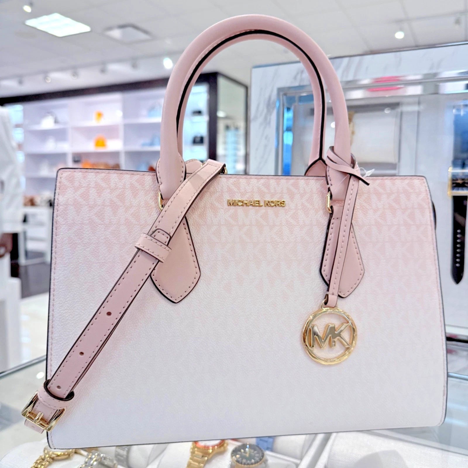 Sheila Medium Satchel Crossbody — Powder Blush