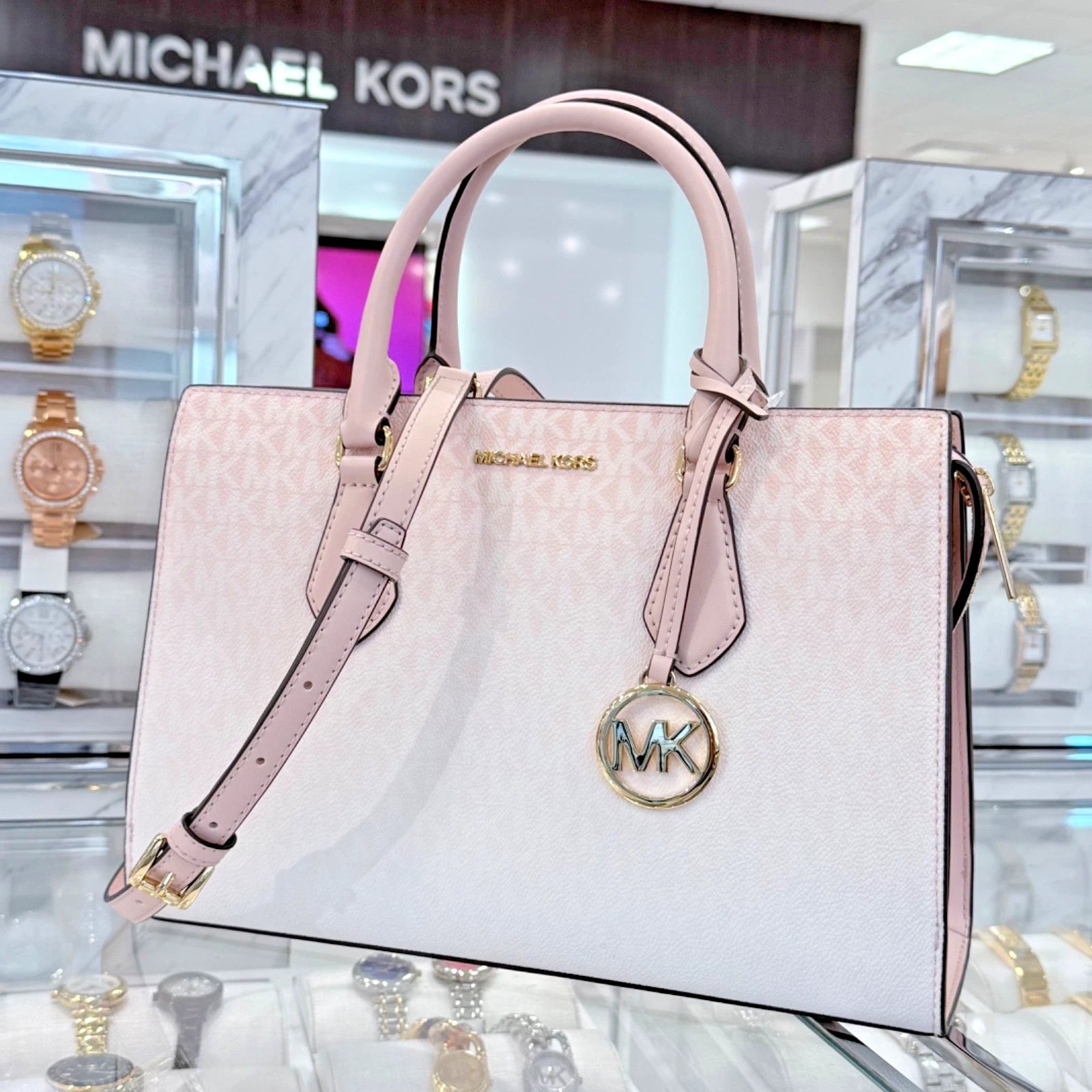 Sheila Medium Satchel Crossbody — Powder Blush