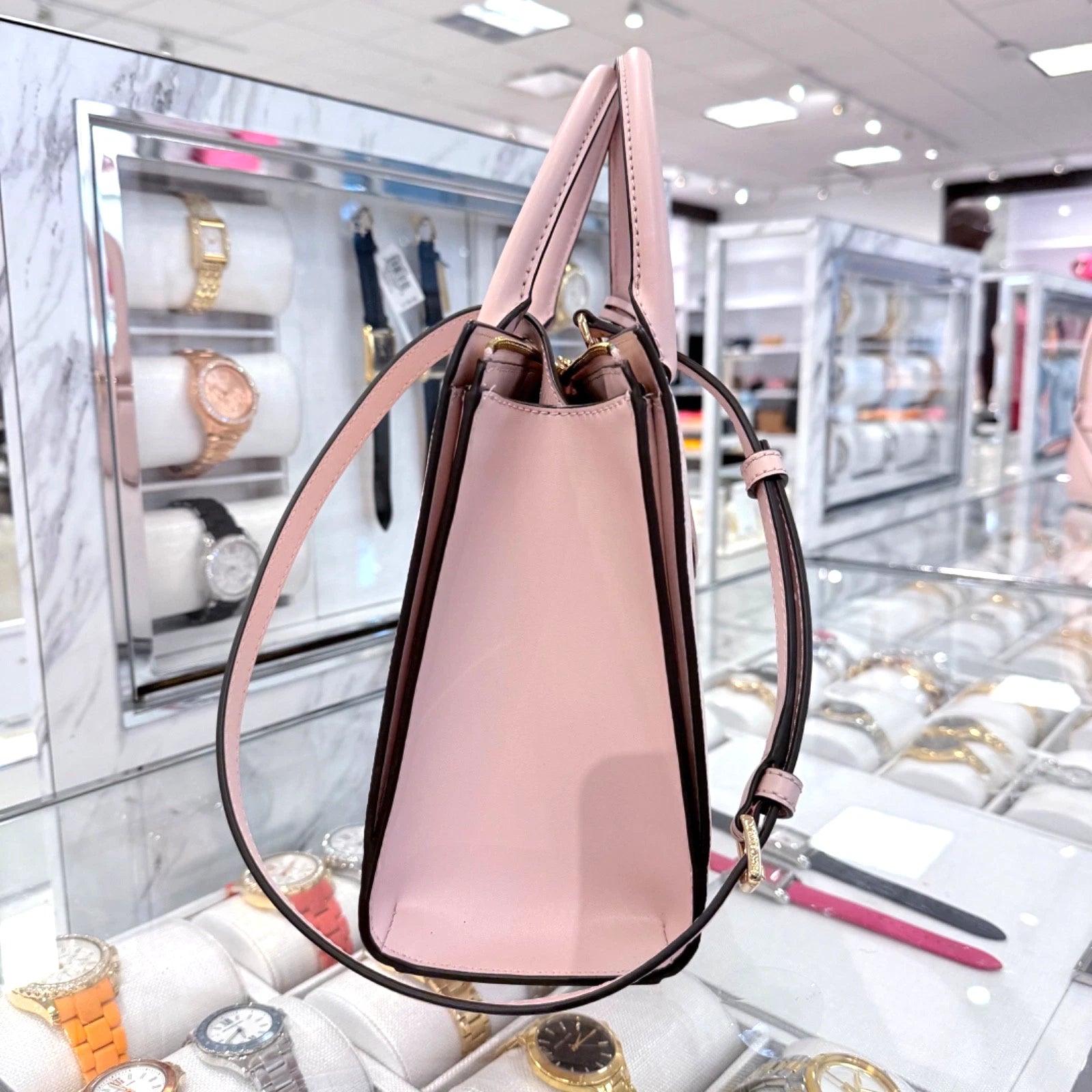Sheila Medium Satchel Crossbody — Powder Blush