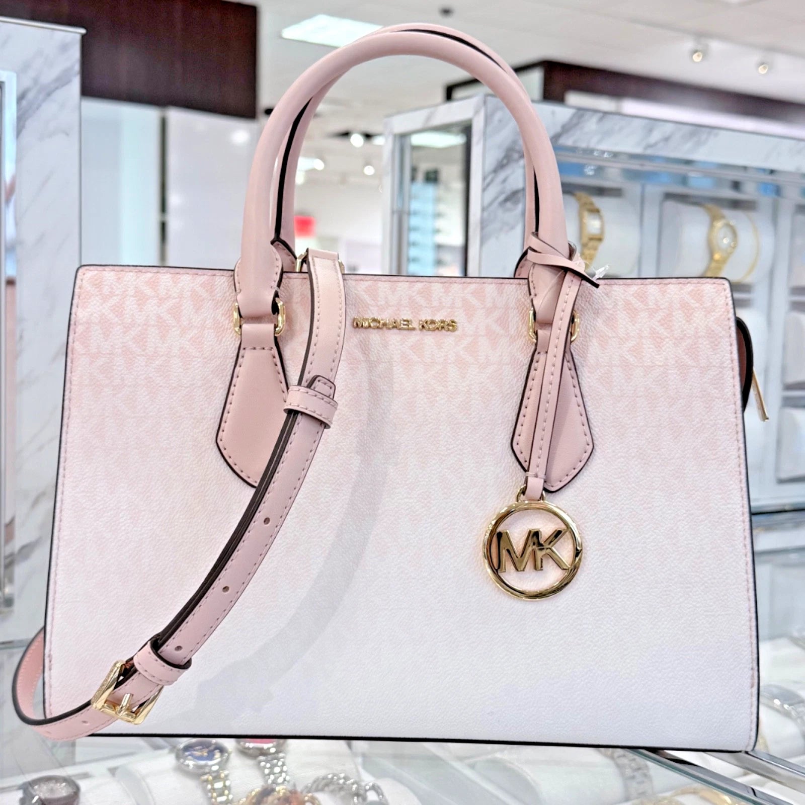 Sheila Medium Satchel Crossbody — Powder Blush