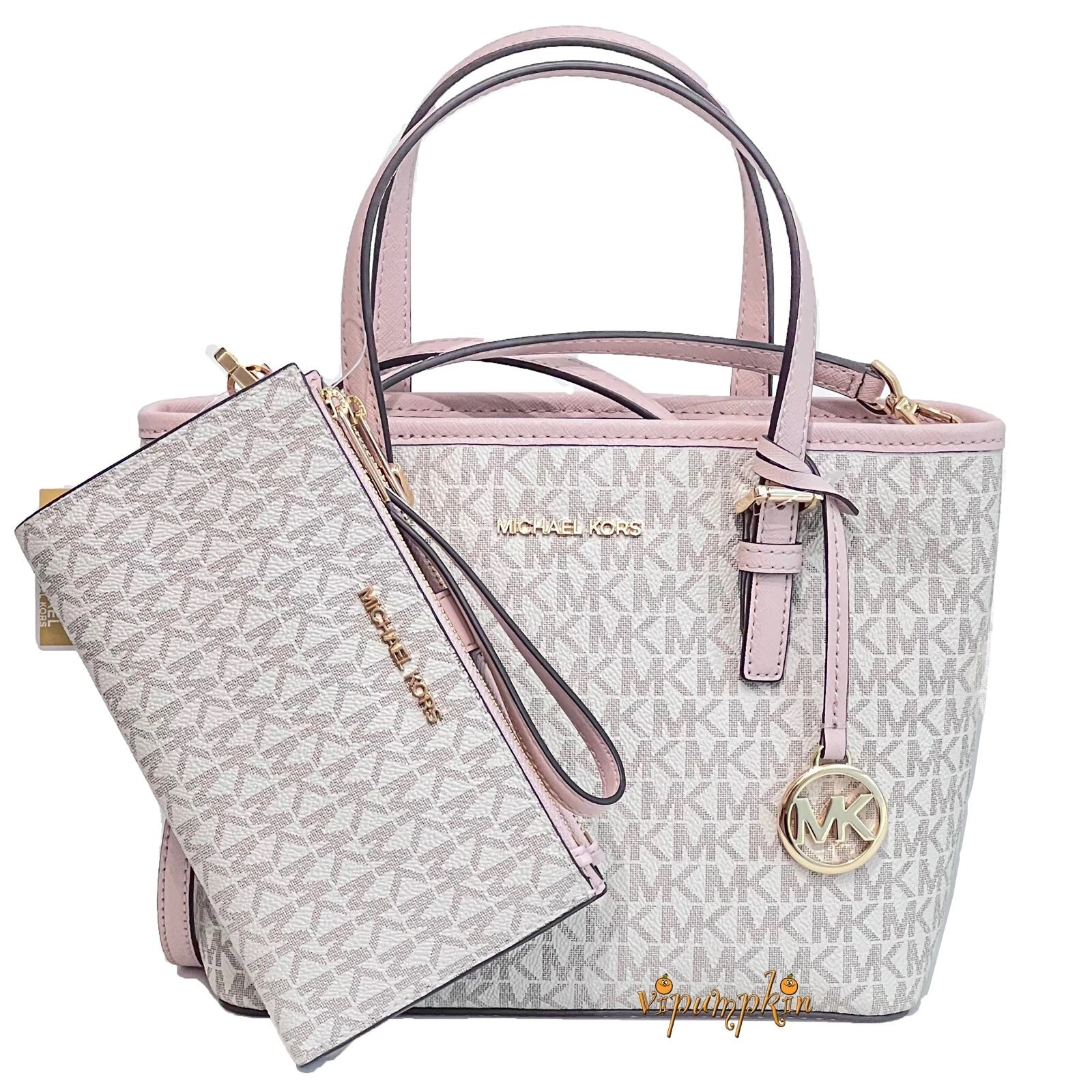 Jet Set Carryall XS Tote + Wristlet Set — Powder Blush