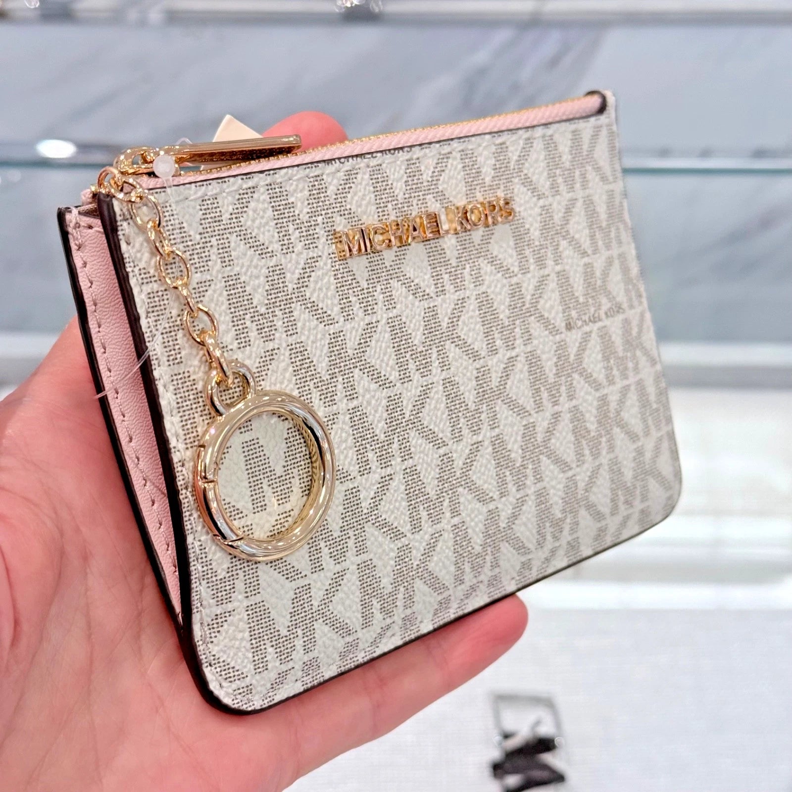 Jet Set Travel Small Top Zip Coin Pouch — Powder Blush