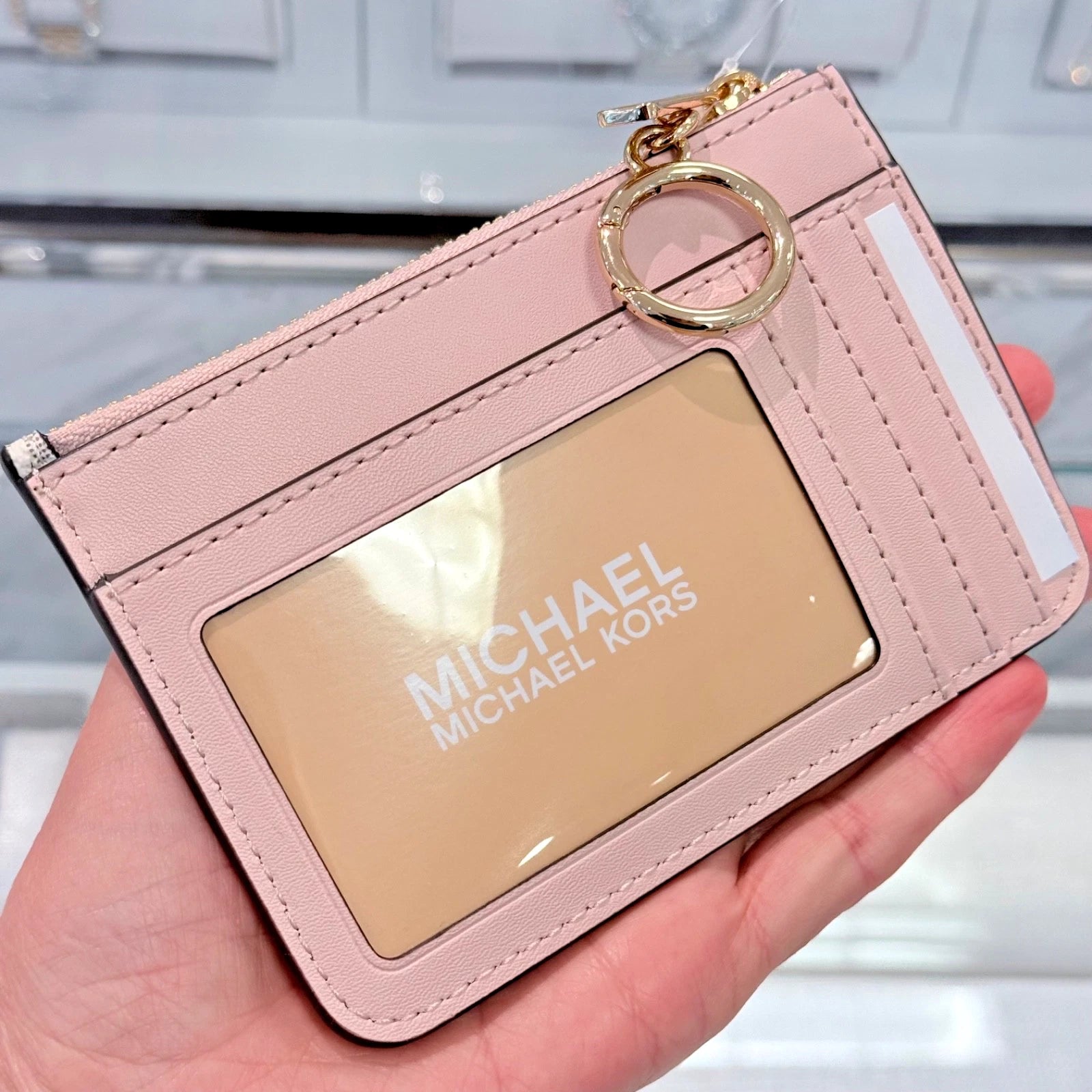 Jet Set Travel Small Top Zip Coin Pouch — Powder Blush