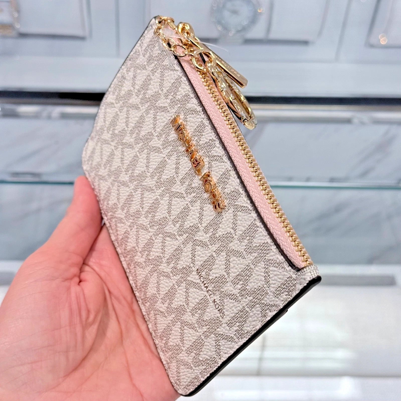 Jet Set Travel Small Top Zip Coin Pouch — Powder Blush